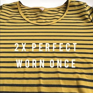 Lularoe 2x mustard stripe perfect tee